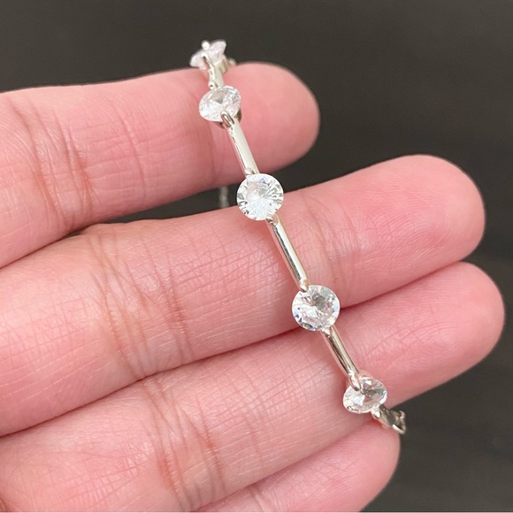 Silver-tone CZ Cubic Zirconia Slider Bolo Bracelet - Picture 14 of 14